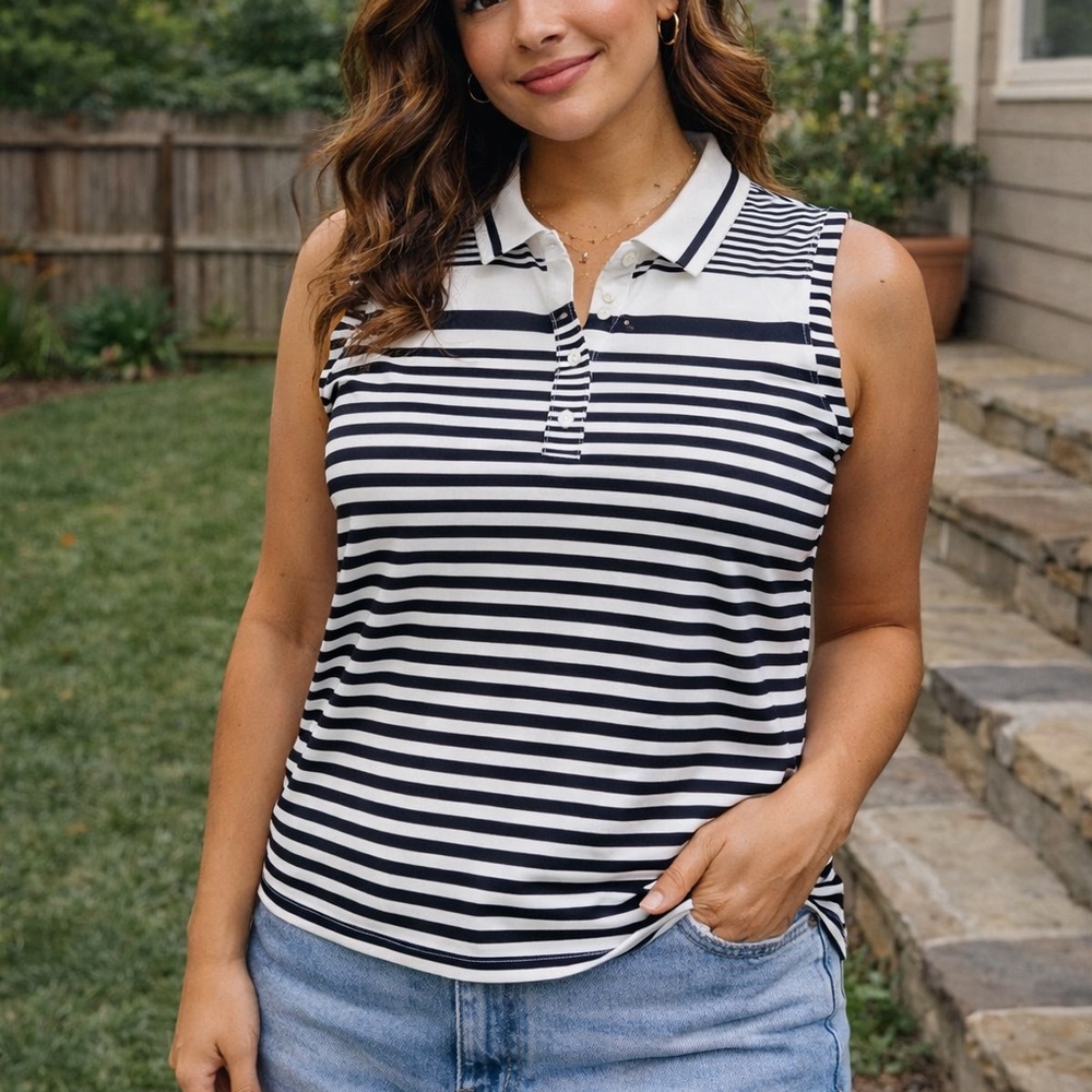 Tommy Bahama Black and White Striped Tank Top